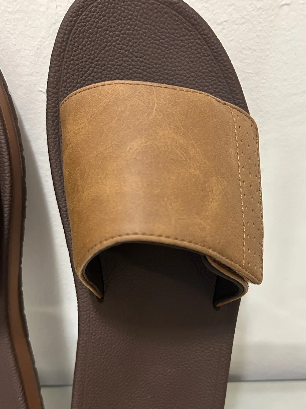 George Men’s Comfort Slide Sandals Brown Size 13 Adjustable NWT